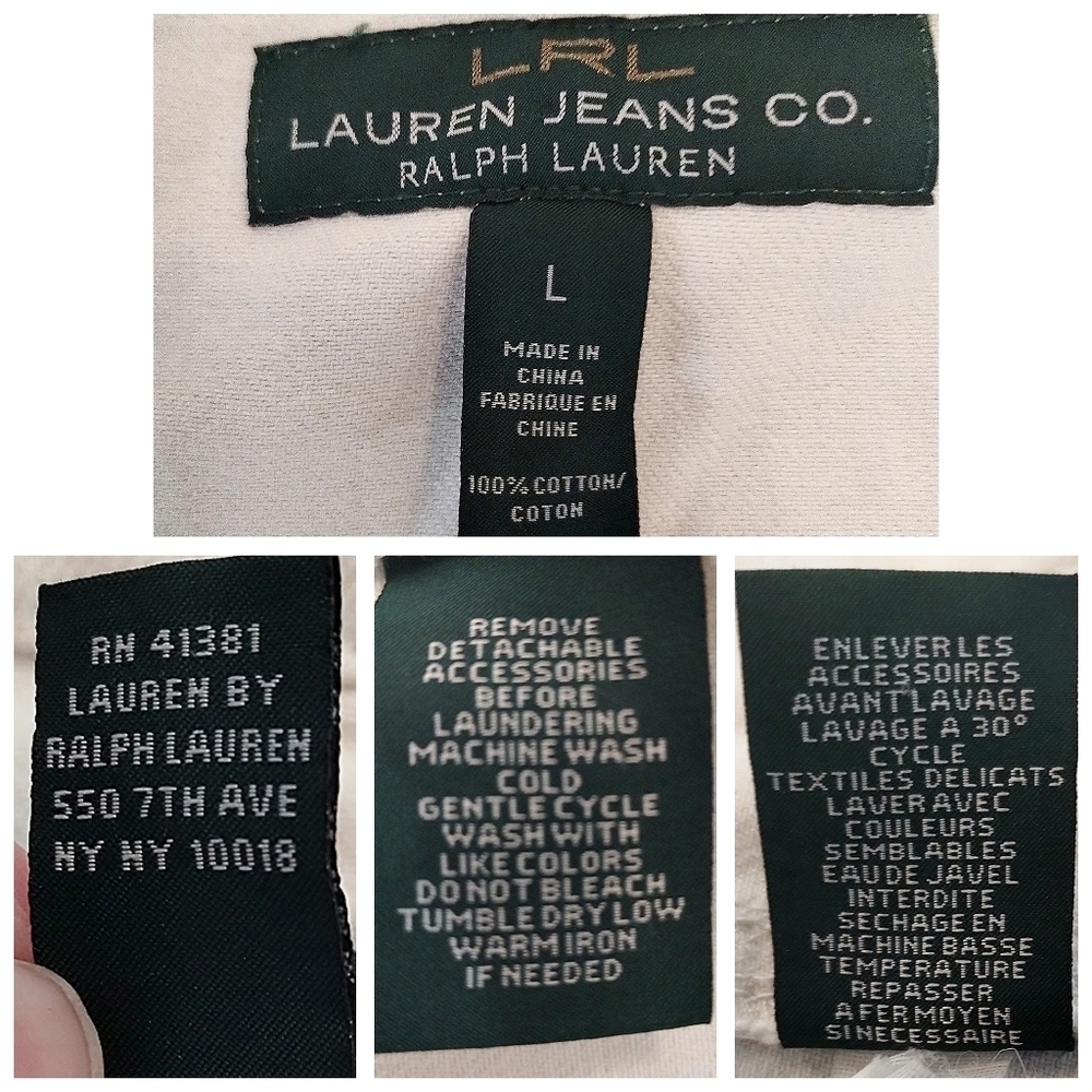 Lauren Jeans Co Ralph Lauren Cream Denim Utility Jacket L Vintage Y2K - Picture 5 of 7